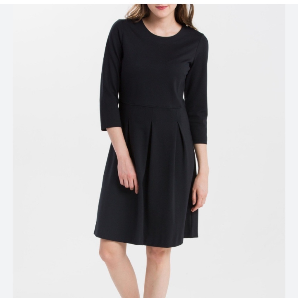 Boden Black Interview Office Fit and Flare Ruffle 3/4 Sleeve Dress Size 10P
